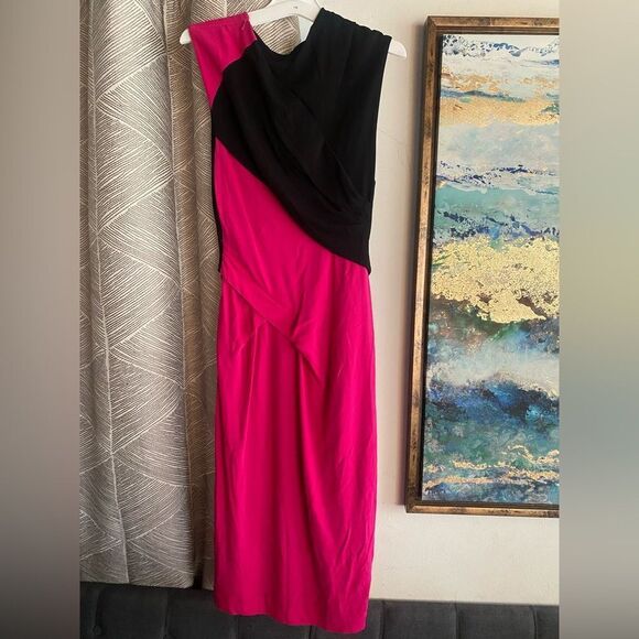 ALEXANDER WANG MIDI DRESS Black/pink Viscose Sleeveless Sz 4 NWT - Picture 4 of 16